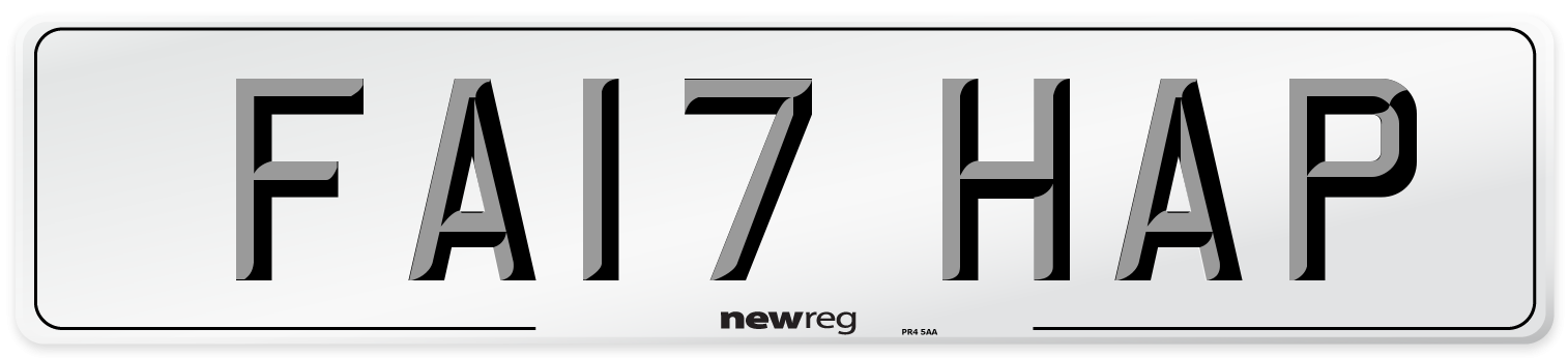 FA17 HAP Front Number Plate