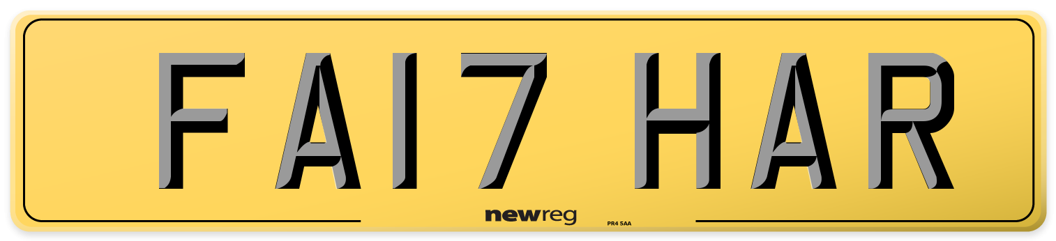 FA17 HAR Rear Number Plate