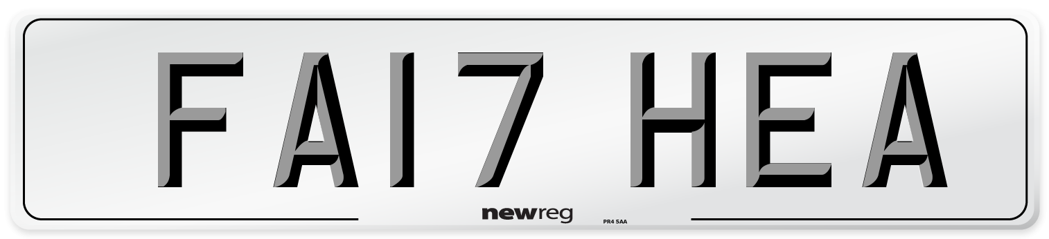 FA17 HEA Front Number Plate