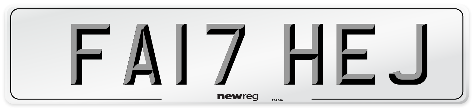 FA17 HEJ Front Number Plate