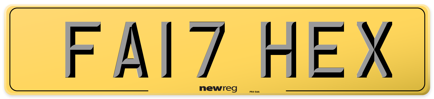 FA17 HEX Rear Number Plate