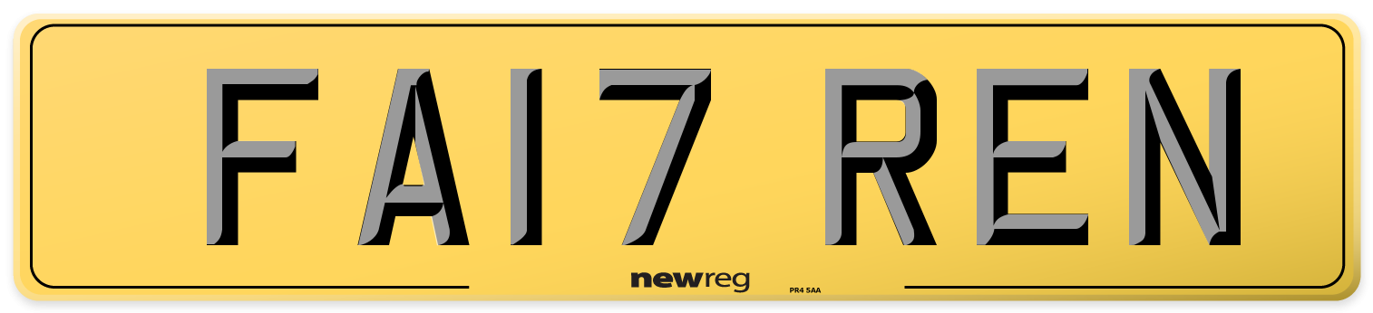 FA17 REN Rear Number Plate