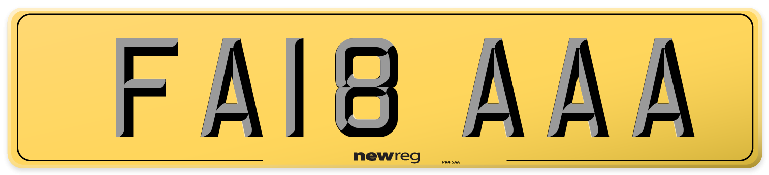 FA18 AAA Rear Number Plate