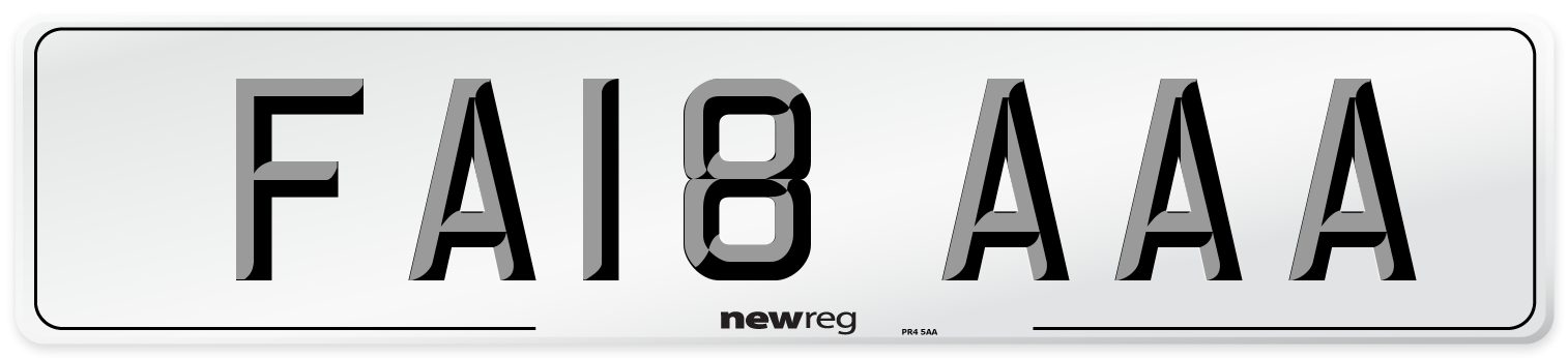 FA18 AAA Front Number Plate
