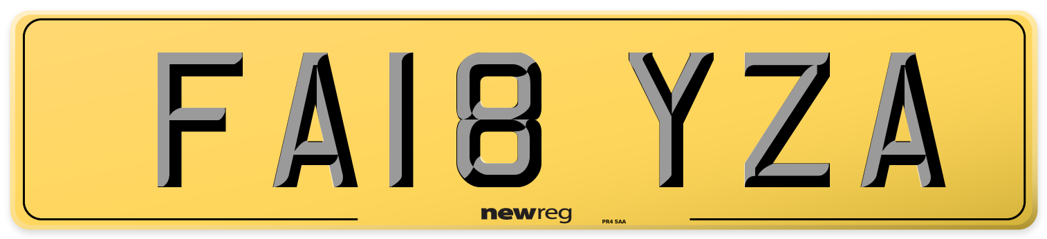 FA18 YZA Rear Number Plate