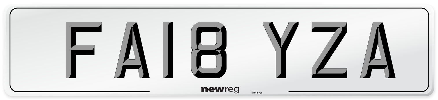 FA18 YZA Front Number Plate