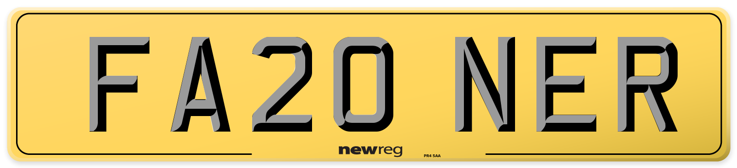 FA20 NER Rear Number Plate