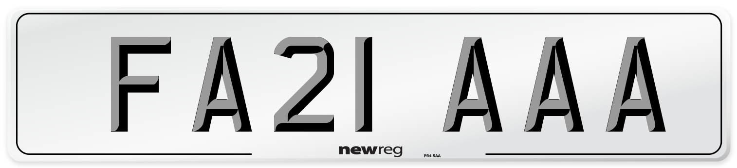 FA21 AAA Front Number Plate