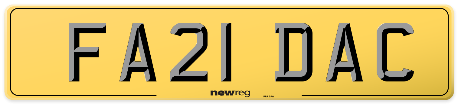 FA21 DAC Rear Number Plate