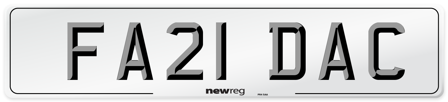 FA21 DAC Front Number Plate