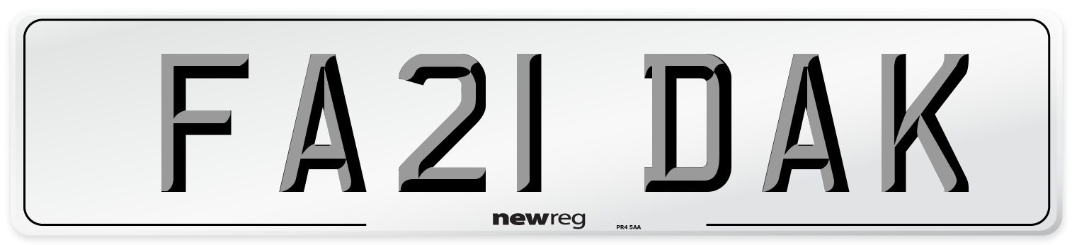 FA21 DAK Front Number Plate