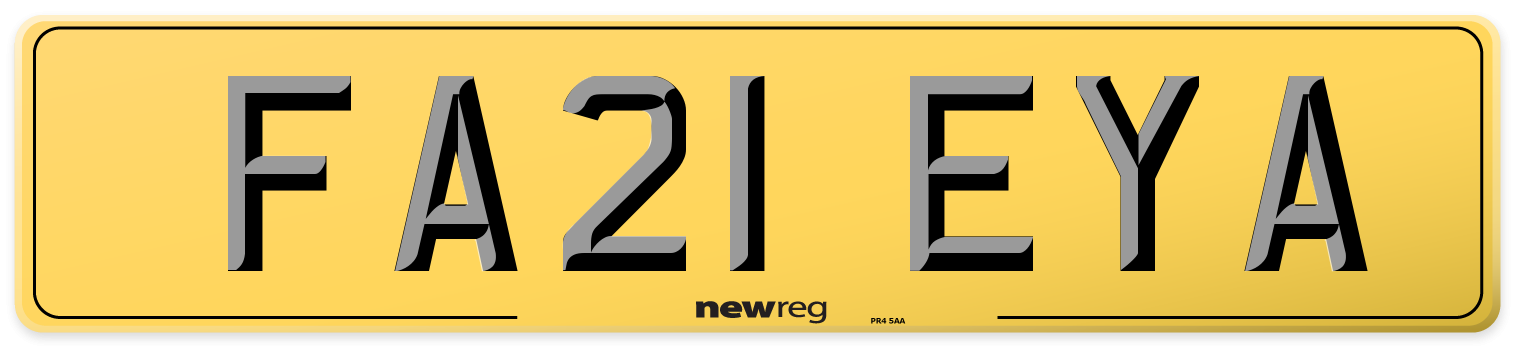 FA21 EYA Rear Number Plate