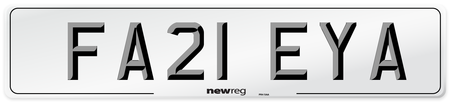 FA21 EYA Front Number Plate