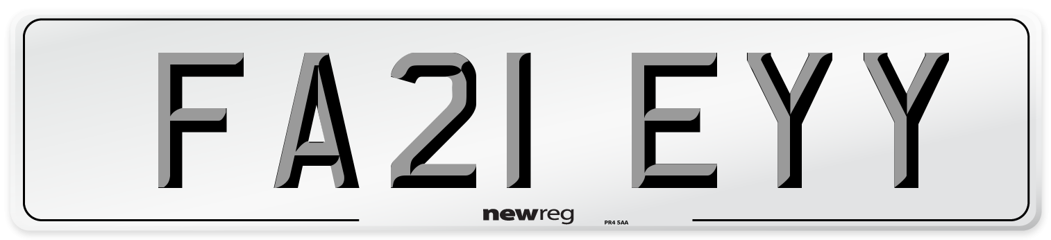 FA21 EYY Front Number Plate