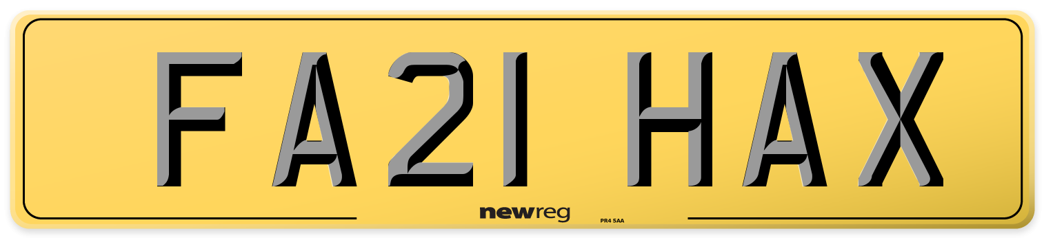 FA21 HAX Rear Number Plate