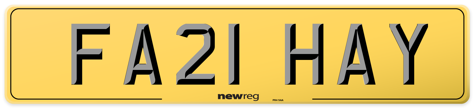 FA21 HAY Rear Number Plate