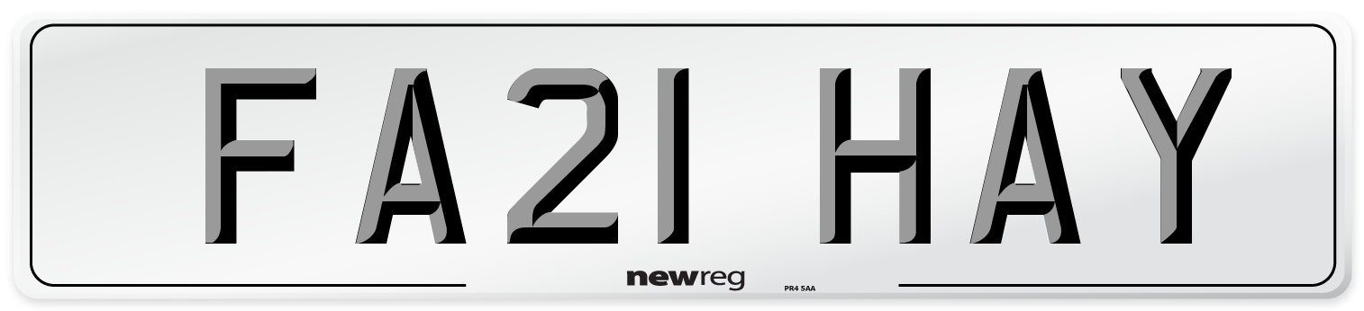 FA21 HAY Front Number Plate