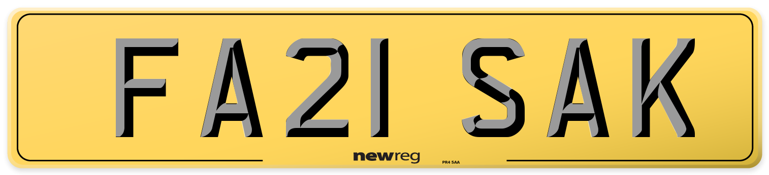 FA21 SAK Rear Number Plate