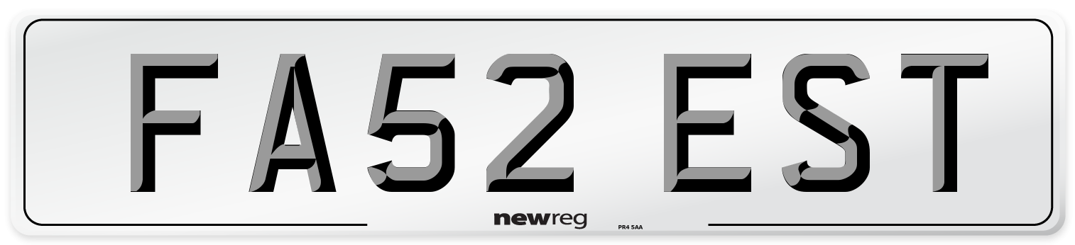 FA52 EST Front Number Plate