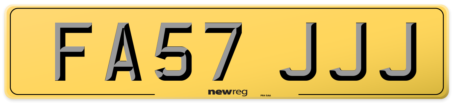 FA57 JJJ Rear Number Plate