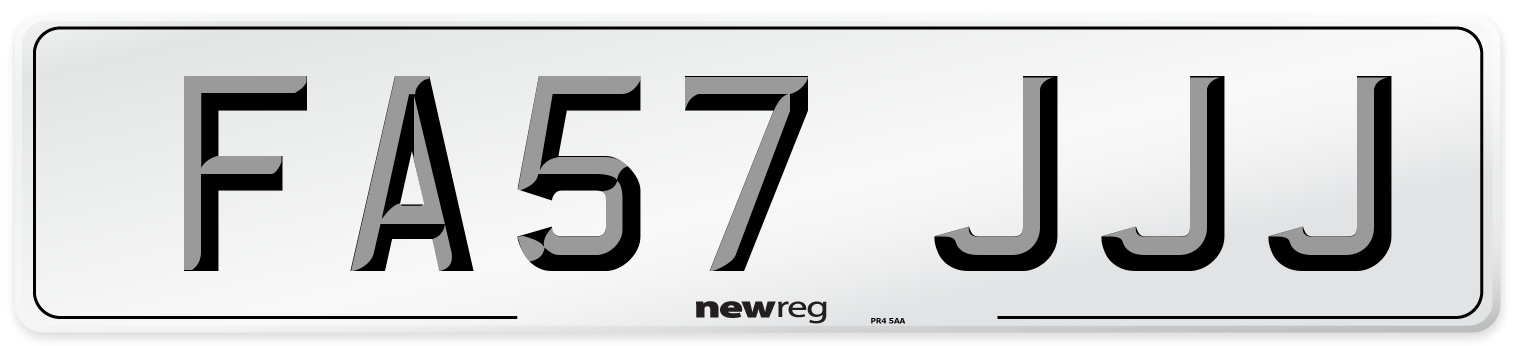 FA57 JJJ Front Number Plate