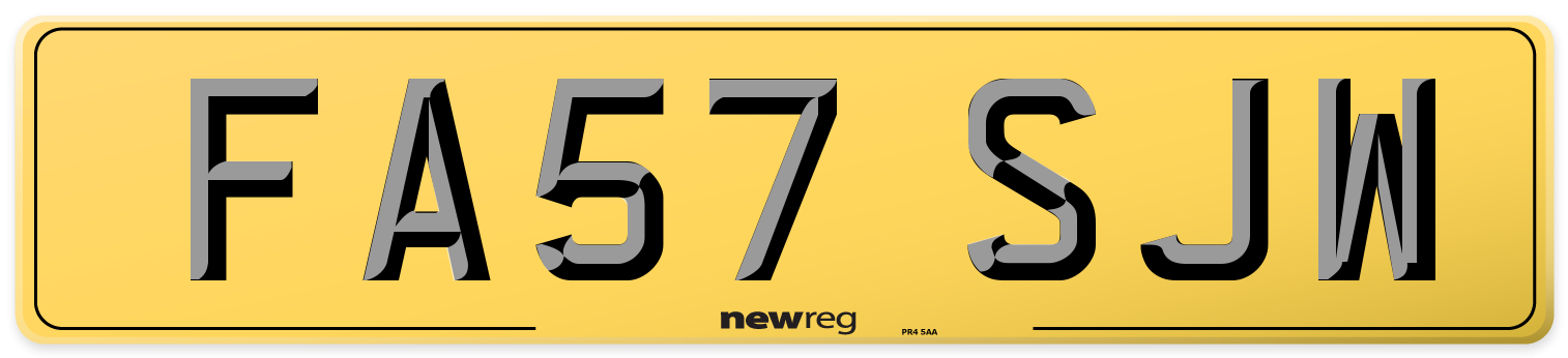 FA57 SJW Rear Number Plate
