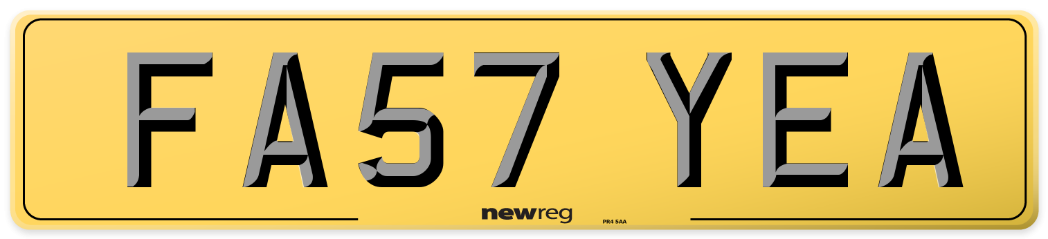FA57 YEA Rear Number Plate