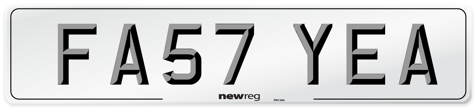 FA57 YEA Front Number Plate