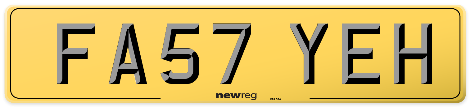 FA57 YEH Rear Number Plate