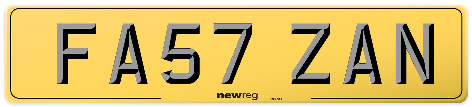 FA57 ZAN Rear Number Plate