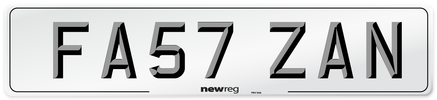 FA57 ZAN Front Number Plate
