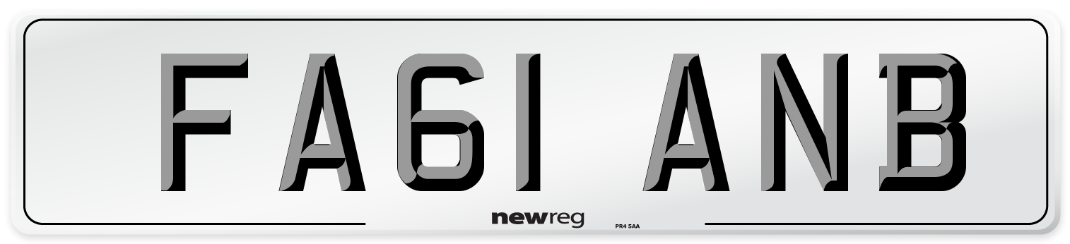 FA61 ANB Front Number Plate