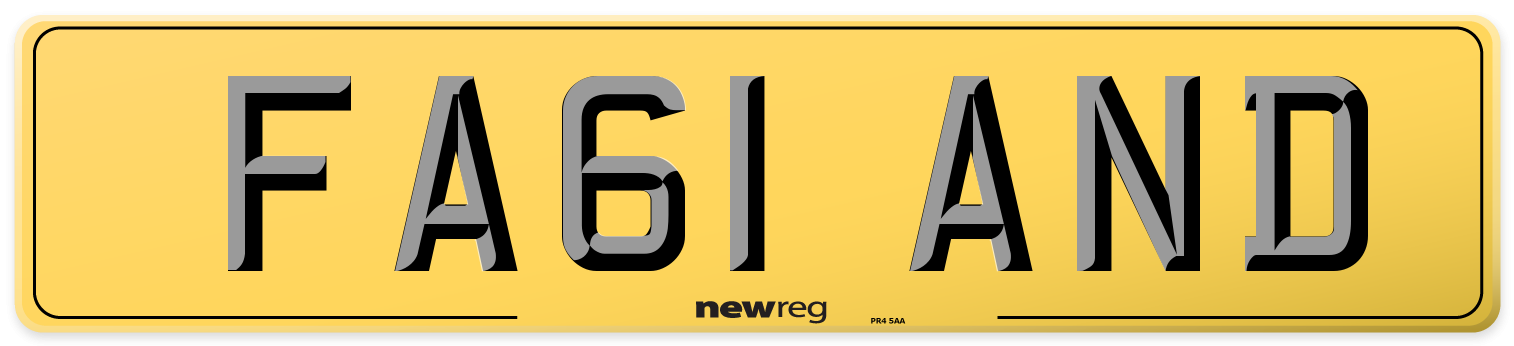 FA61 AND Rear Number Plate