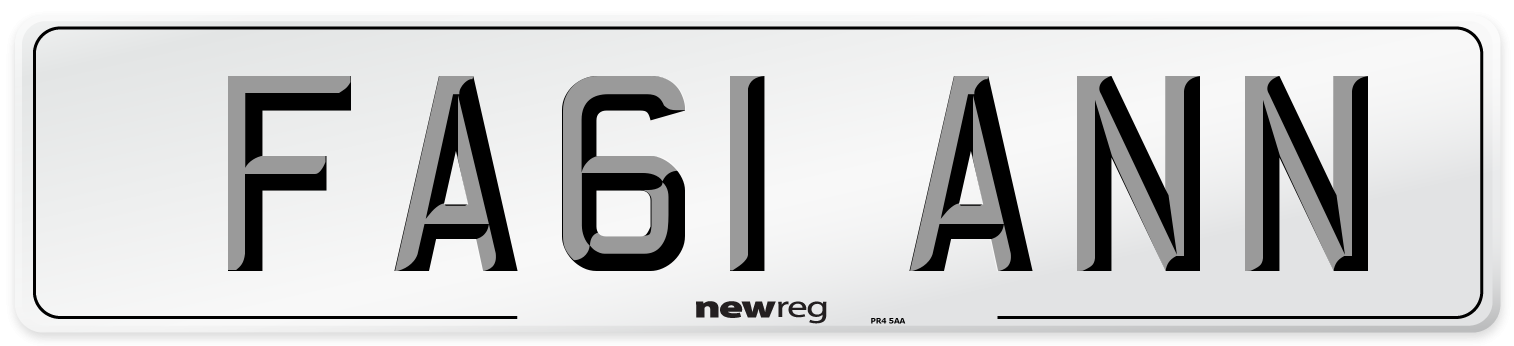 FA61 ANN Front Number Plate