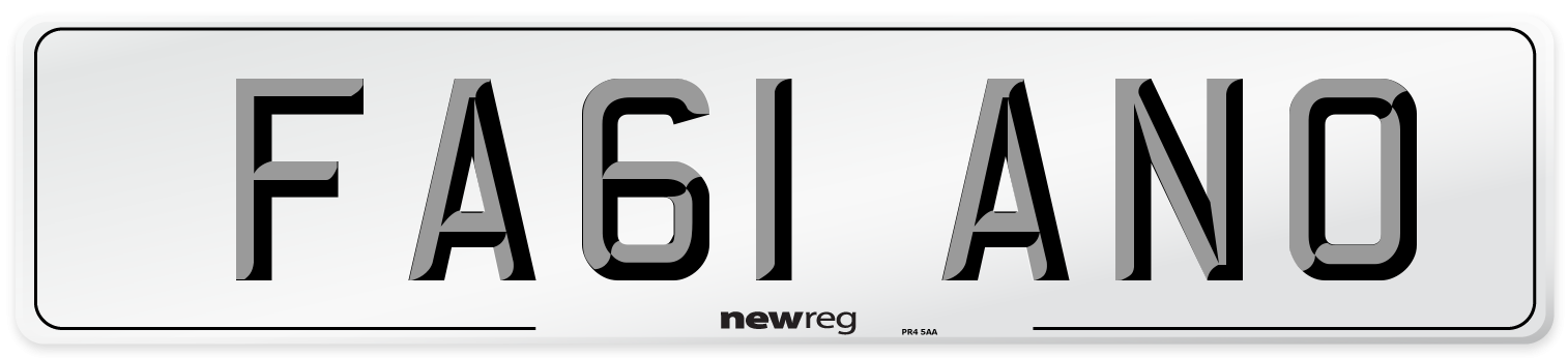 FA61 ANO Front Number Plate