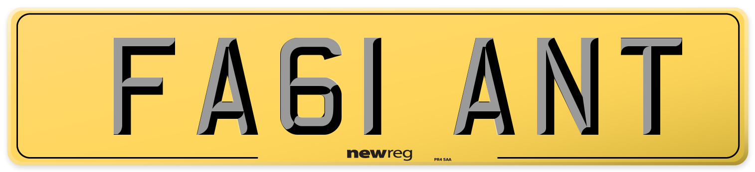 FA61 ANT Rear Number Plate