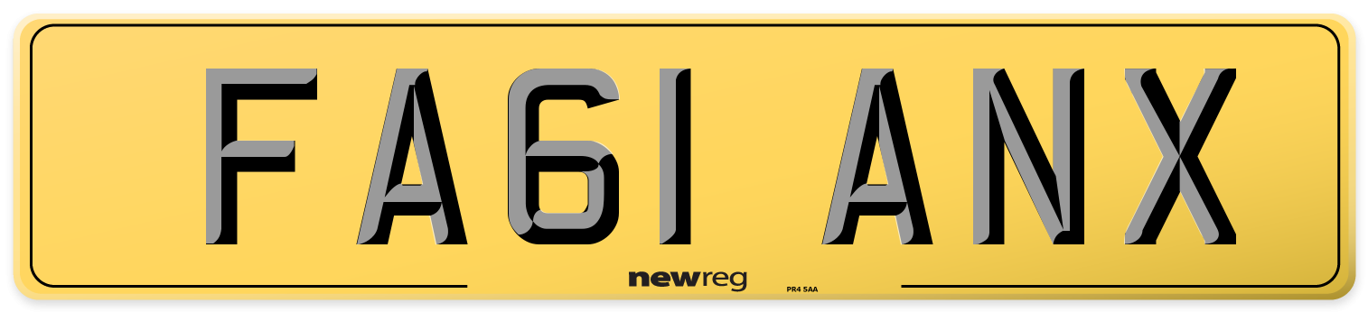 FA61 ANX Rear Number Plate