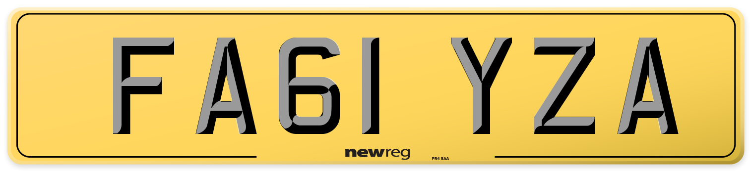 FA61 YZA Rear Number Plate