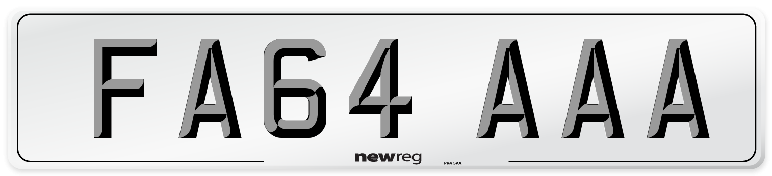 FA64 AAA Front Number Plate