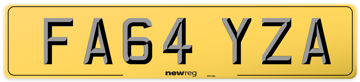 FA64 YZA Rear Number Plate
