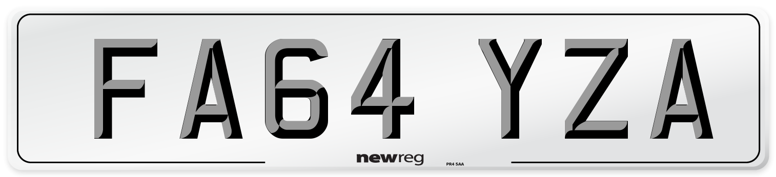 FA64 YZA Front Number Plate