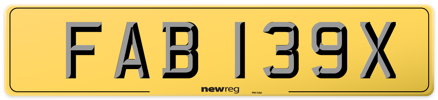 FAB 139X Rear Number Plate