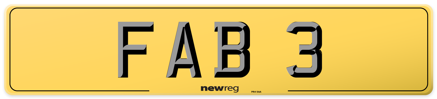 FAB 3 Rear Number Plate
