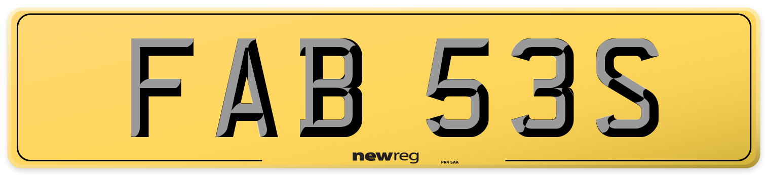 FAB 53S Rear Number Plate