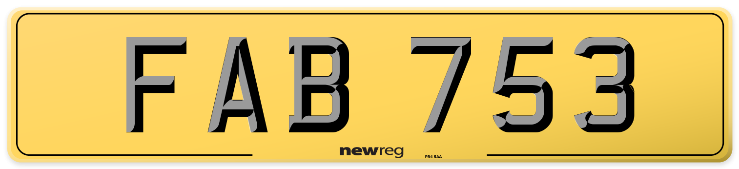 FAB 753 Rear Number Plate