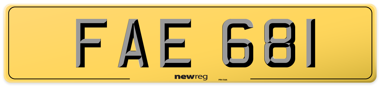 FAE 681 Rear Number Plate