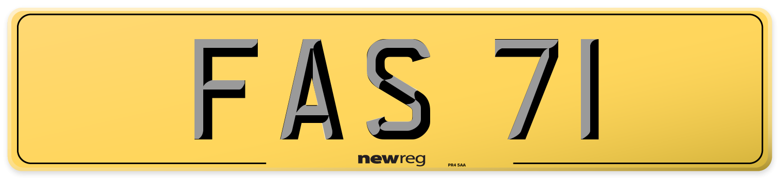 FAS 71 Rear Number Plate