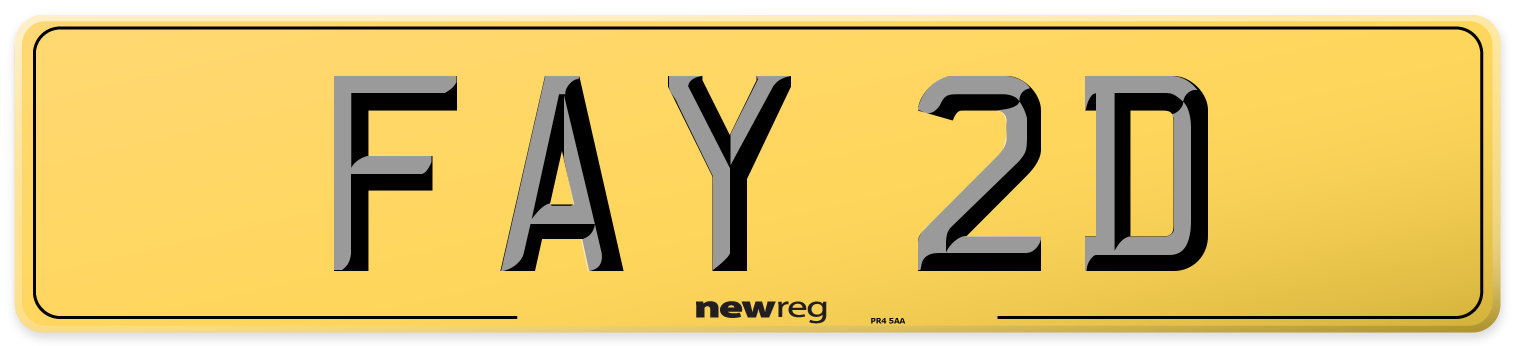 FAY 2D Rear Number Plate