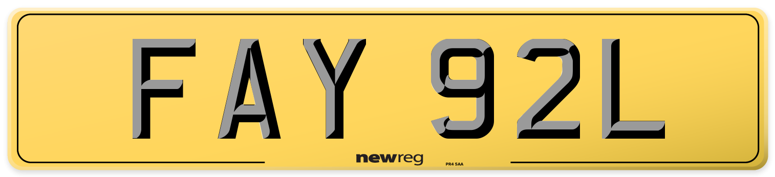 FAY 92L Rear Number Plate