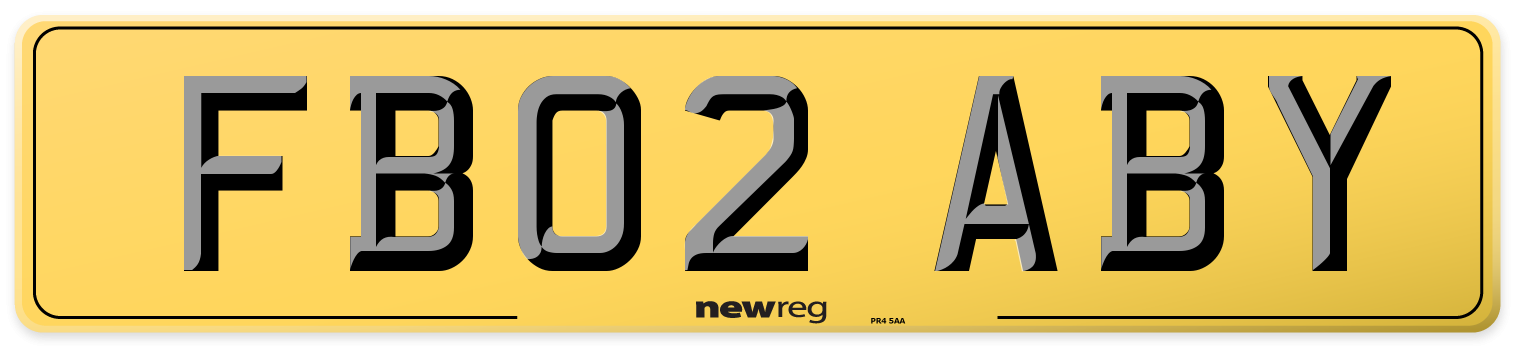 FB02 ABY Rear Number Plate